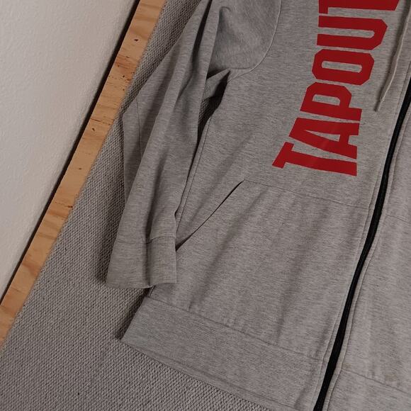 Tapout Sweatshirt Hoodie Mens Medium Gray Logo MMA Spell Out Full Zip - Picture 4 of 13